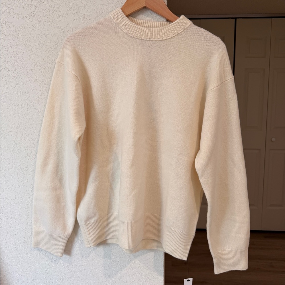 Reformation Fabian Crew Sweater 100% Wool - Lemon Icing (XS) (NWT)
